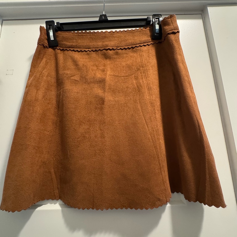 HYFVE Tan A-Line Suede Skirt
